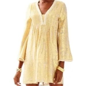 NEW LILLY PULITZER GOLD SILK TUNIC DRESS XS